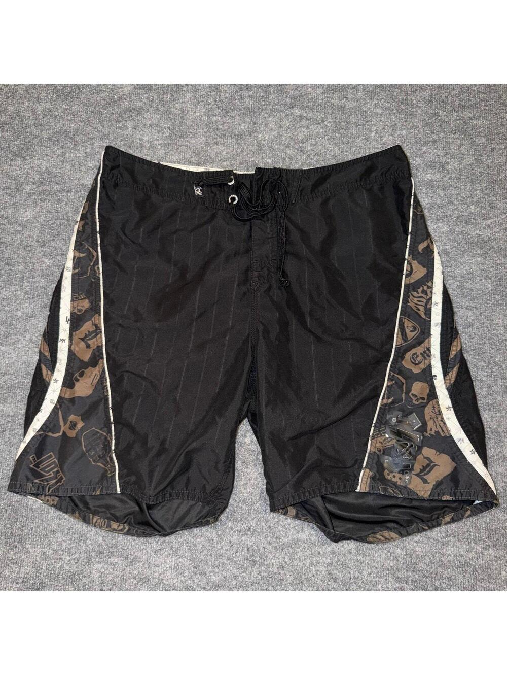 LOST Enterprises Mayhem Skull Surf Board Shorts Mens XL 37 VTG Y2K 90s Rare